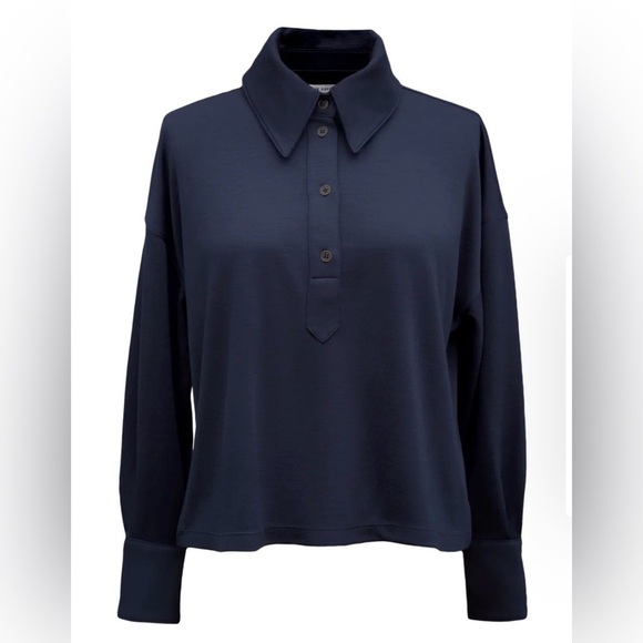 THE SURREY VESPA BOXY LONG SLEEVE POLO - NAVY